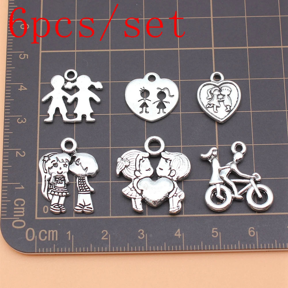 

6pcs/set Boy And Girl Charms Accessories For Jewelry Jewelry Pendants Wholesale