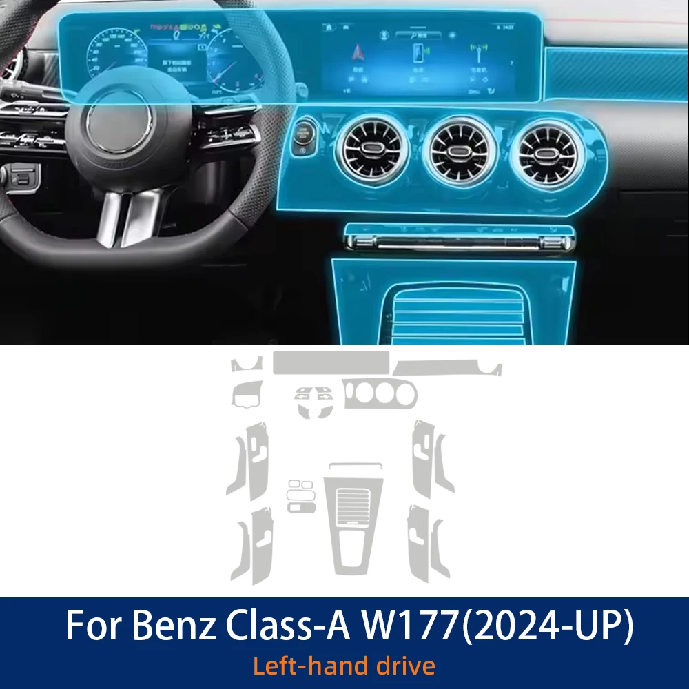 

Защитная внутренняя пленка из ТПУ для Mercedes Benz MB A-Class W177 2024 2025, центральная консоль автомобиля, прозрачная защита от царапин, ремонт