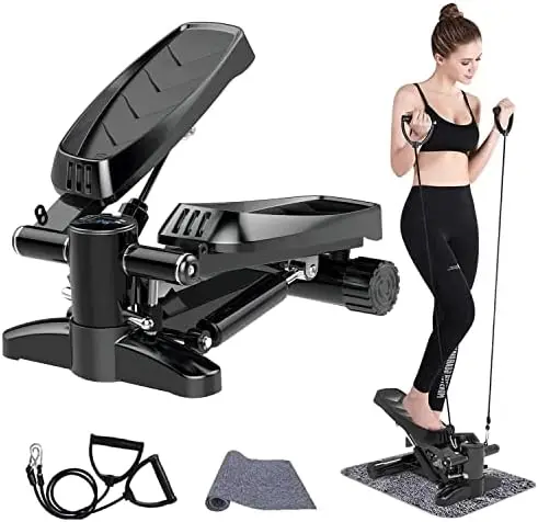 

Stair Stepper for Exercise - Mini Stepper Fitness Equipment with LCD Monitor, Resistance Bands and Floor Mat Fitness Neck stretc