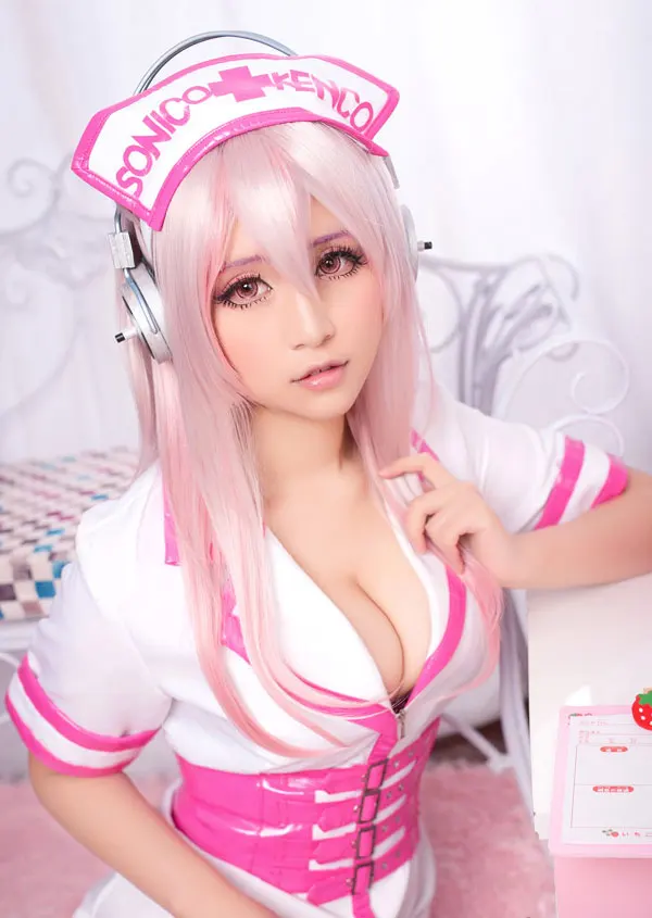 Костюм для медсестры Super Sonico SoniAni костюм ночное белье сексуальный карнавальный |