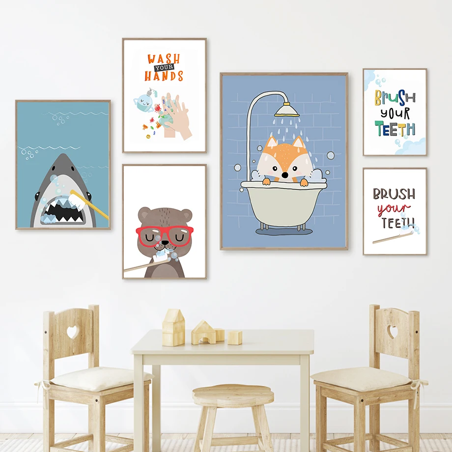 Настенная картина Медведь Лиса Акула |