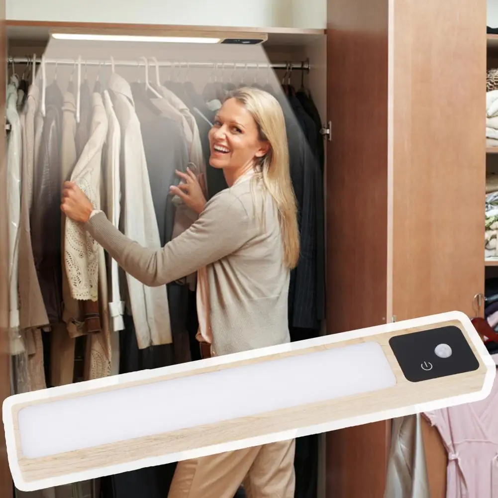 

Closet Light Ultra-Thin Cabinet Light Balsam Wood Workmanship Wardrobe Light Magnetic Magnetic Motion Sensor Light for Wardrobe