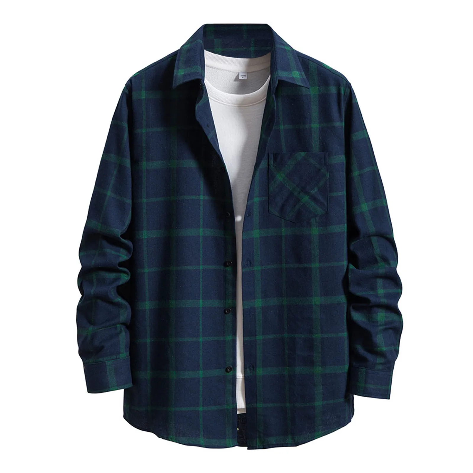 

Men's Casual Plaid Shirt Long Sleeve Slim Single Breasted Turn-Down Collar Shirt Pottery Slipper