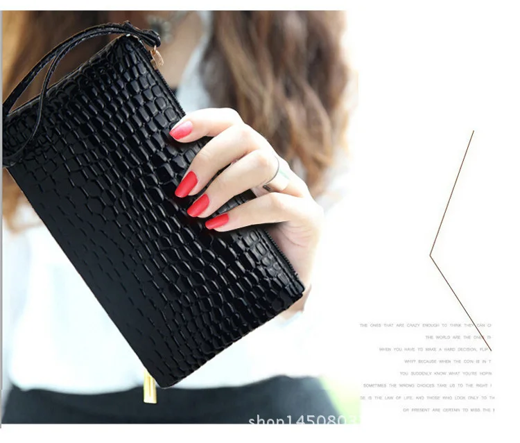

Crocodile Wallet for Women Coin Purse New Fashion Small Wrist Bag High-quality PU Coin Wallet Zipper Closure Solid candy colors