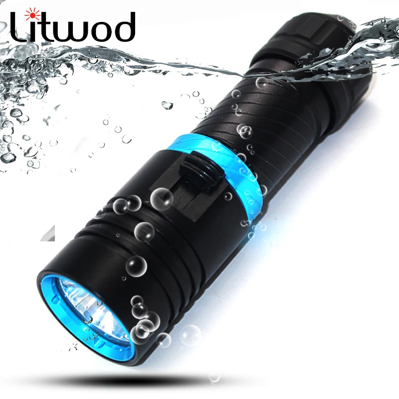

Litwod D68 5000LM XM-L2 Diving 80 Meters LED Flashlight Diving Torch Light Stepless Dimming Can Camping Underwater Work Light