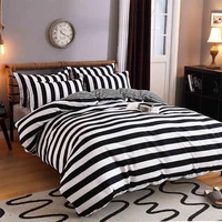 black and white stripes student dormitory simple three piece bed linen four piece bedding set