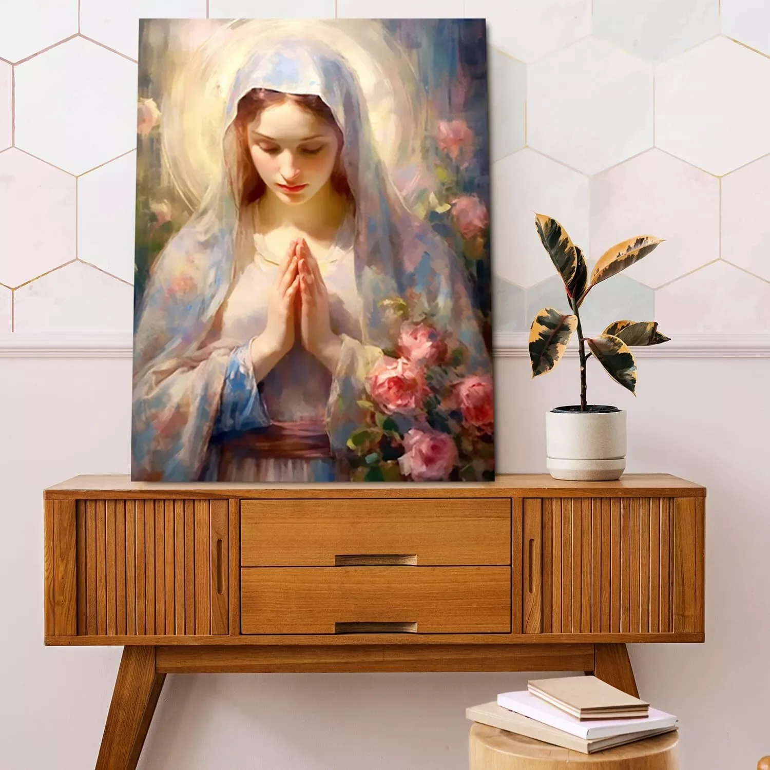 Мать Мэри с изображением Иисуса фото-арт пленка принтом шелковый постер домашний