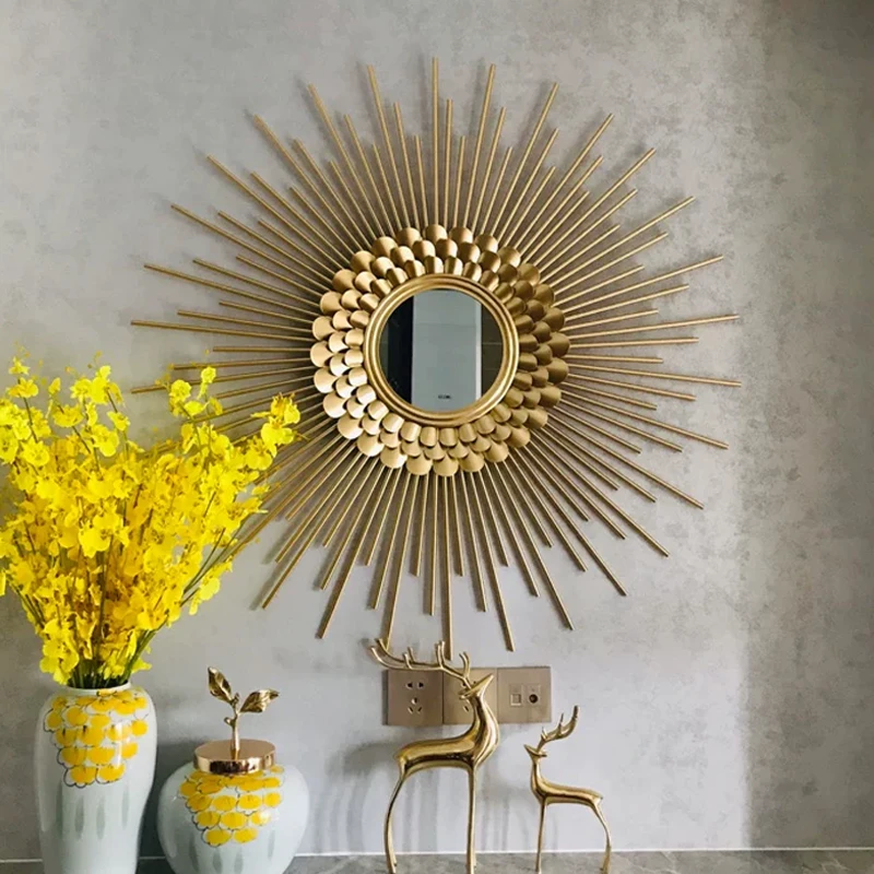 

Vintage Wall Makeup Mirror Dress Women Glass Rattan Decorative Irregular Shape Mirror Hanging Frame Espejo Madera Room Decor