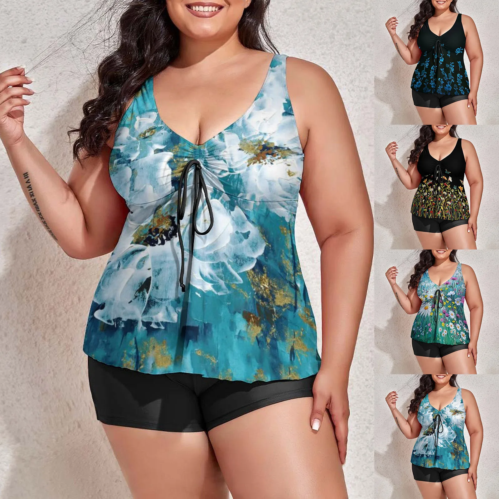 

Повседневные танкини, купальники для женщин, купальники из 2 предметов, бикини, однотонный Купальник бретели в форме треугольника, бандажны...