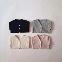 2022 autumn new girl toddler cardigan long sleeve coat boy infant pure color breathable tops baby cotton casual shirt clothing