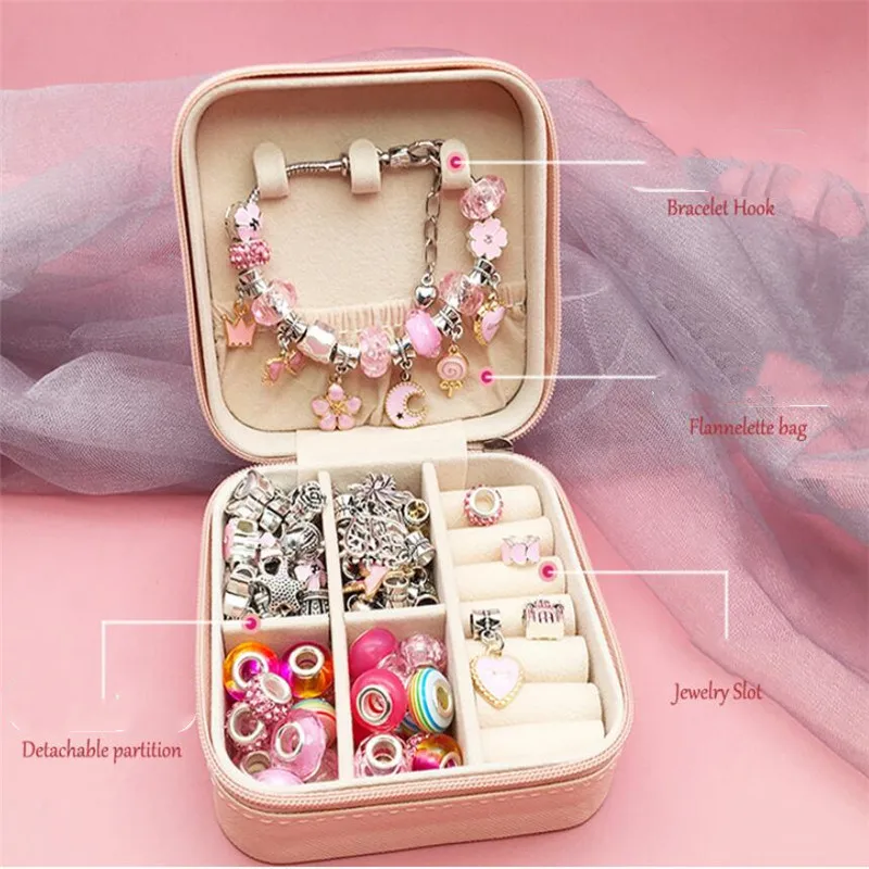 Jewelry Making Kit Charm Bracelet Necklace Present Alloy Beads Set DIY Toys for Children Bracelets Birthday Gifts for Girls 2023