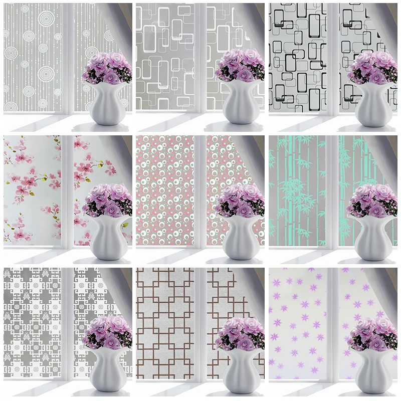 

Privacy Window Film Frosted Glass Door Film Adhesive Decor Frosted Glass Tint Sun Blocking Heat Control Anti UV Window Stickers