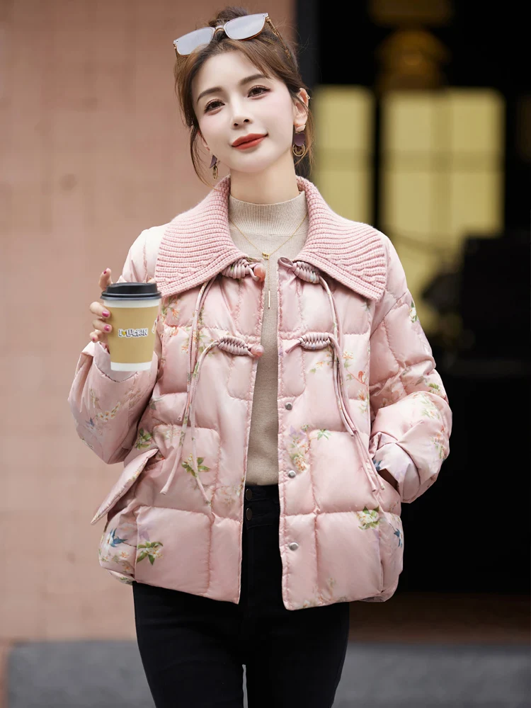 Новый китайский пуховик в национальном стиле женский короткий 2024 зимняя новинка