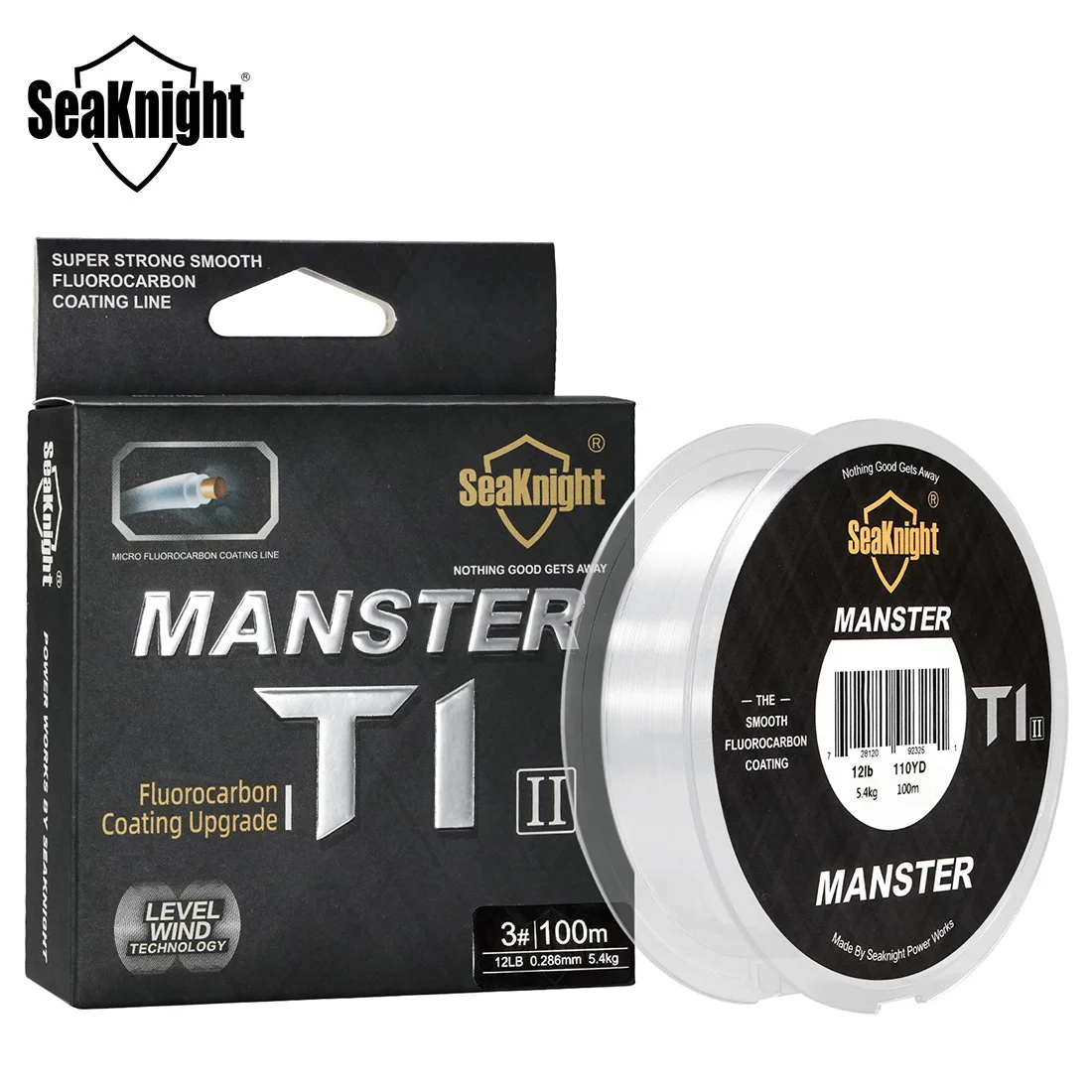 Фото Леска SeaKnight MANSTER Nylon Line T2/T1-II Carbon Line 0.8 # -8.0 #   Леска для карповой ловли 1.4-15.9 кг, 100% настоящий карбон, тонущая, для поводков №1