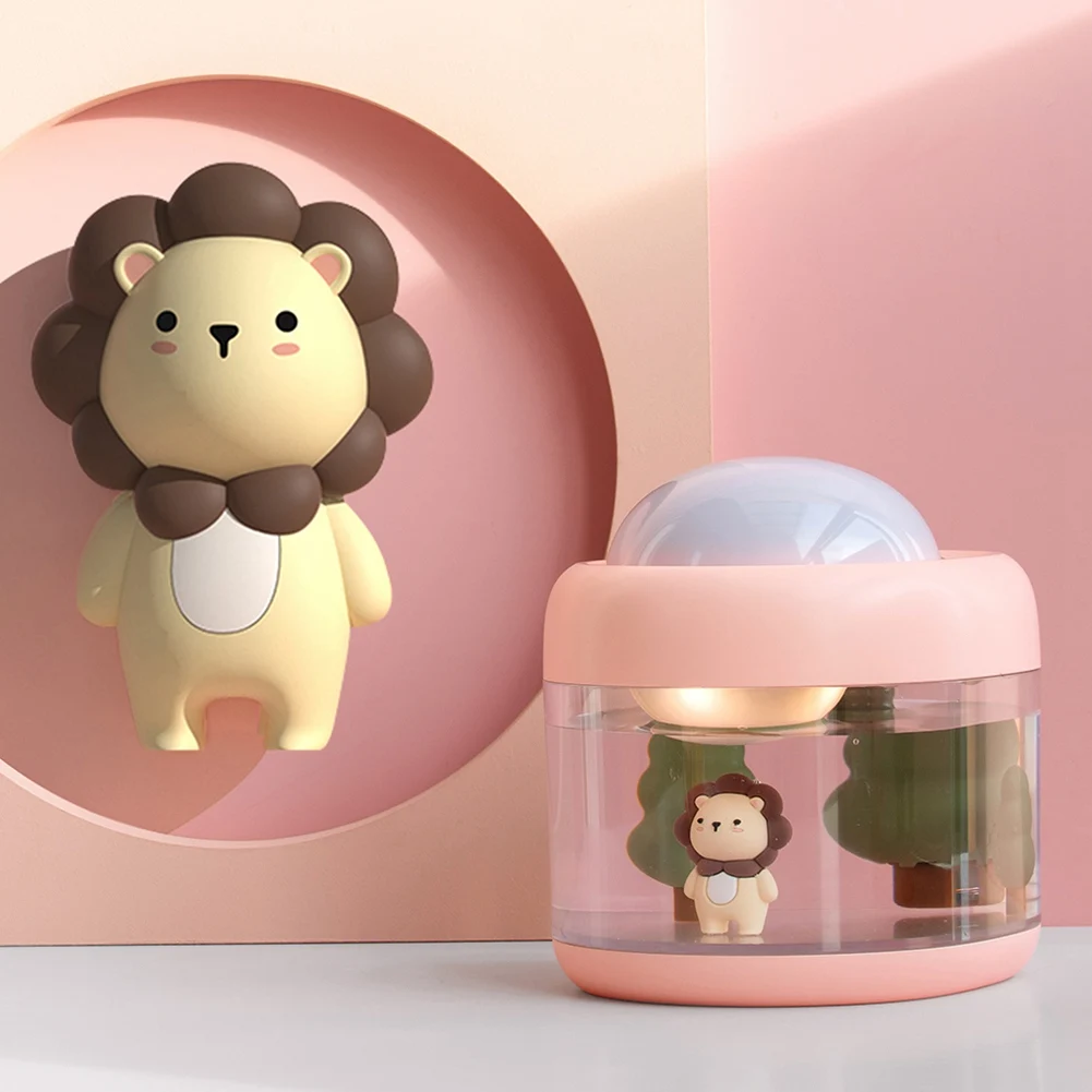 Вращающийся увлажнитель с проекцией милого льва 500 мл настольный