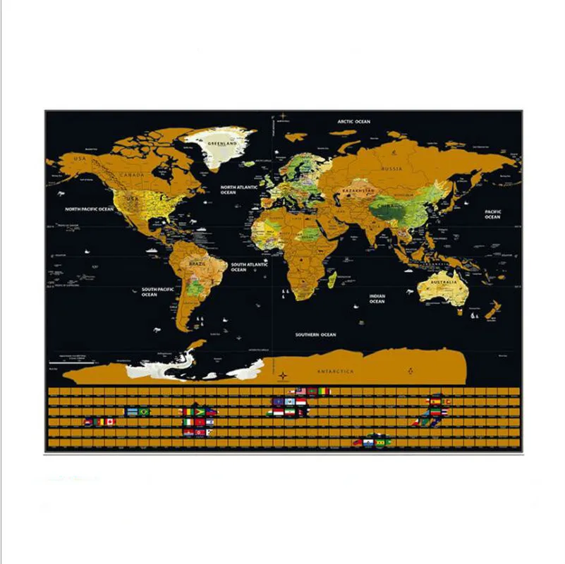 Erase World Travel Map Scratch Off World Map Travel Scratch For Map 42*30cm Room Home Office Decoration Wall Stickers