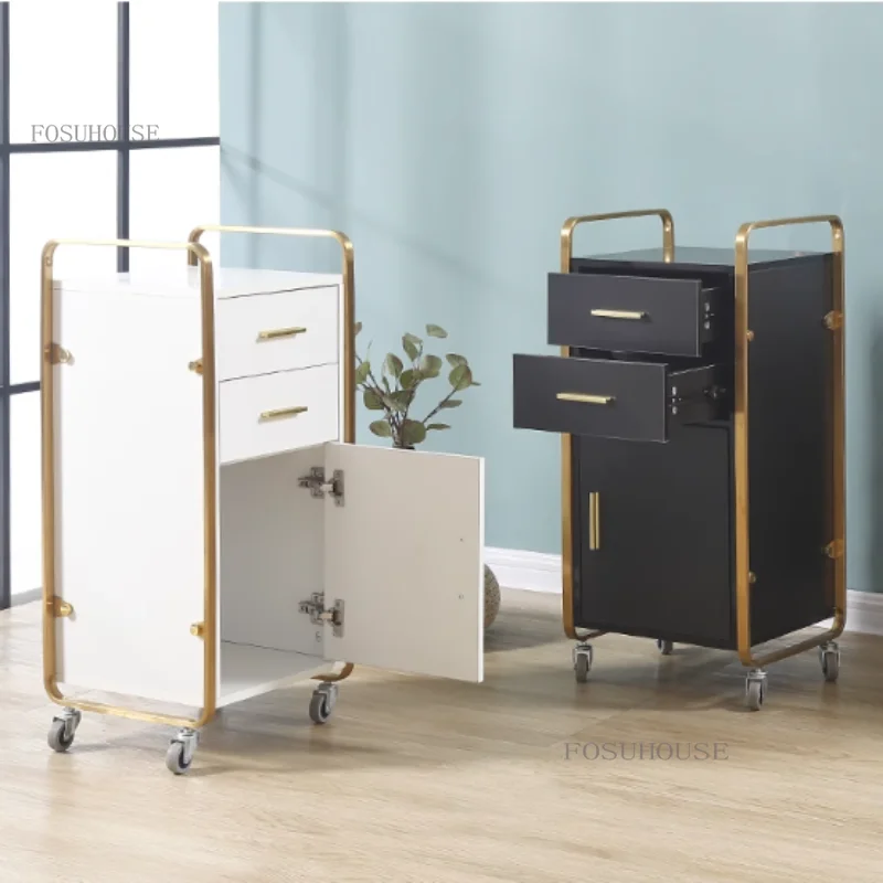 

Multifunctional Solid Wood Salon Trolley Home Salon Furniture Removable Storage Shelf Barber Shop Tool Cart with Wheels