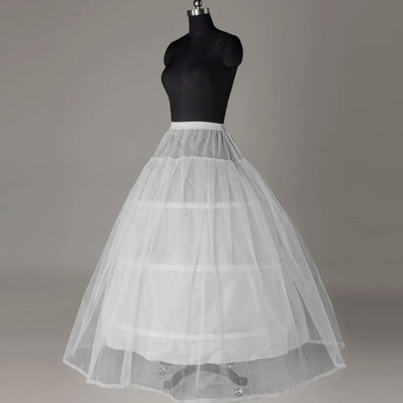 

Bride Bridal Wedding Dress Support Petticoat 3 Hoops 1-layer Yarn Skirt Women Co