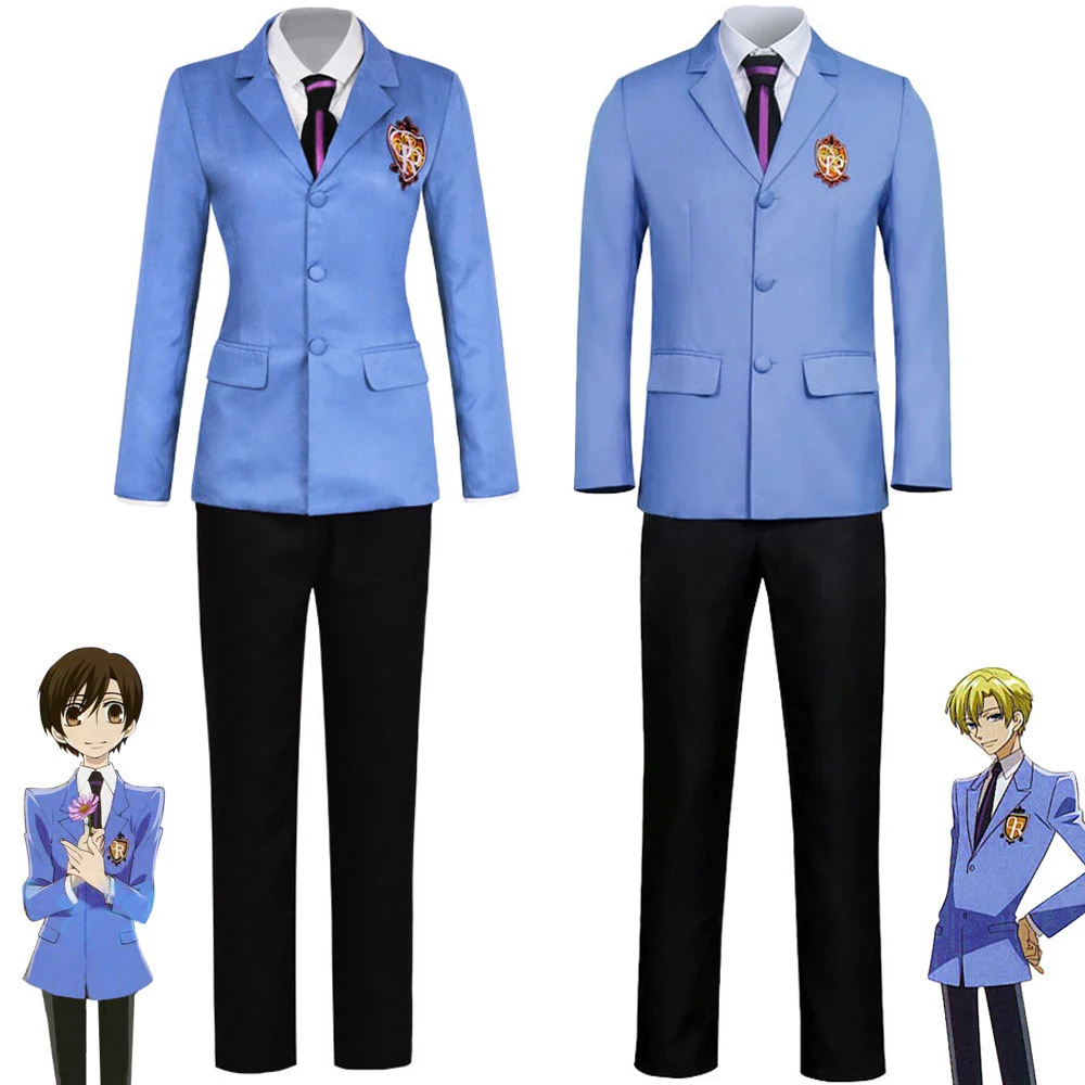 

Anime Ouran High School Host Club Cosplay Costume Men Women Uniform Haruhi Kyoya Hikaru Takashi Jacket Coat Shirt Pants Suit