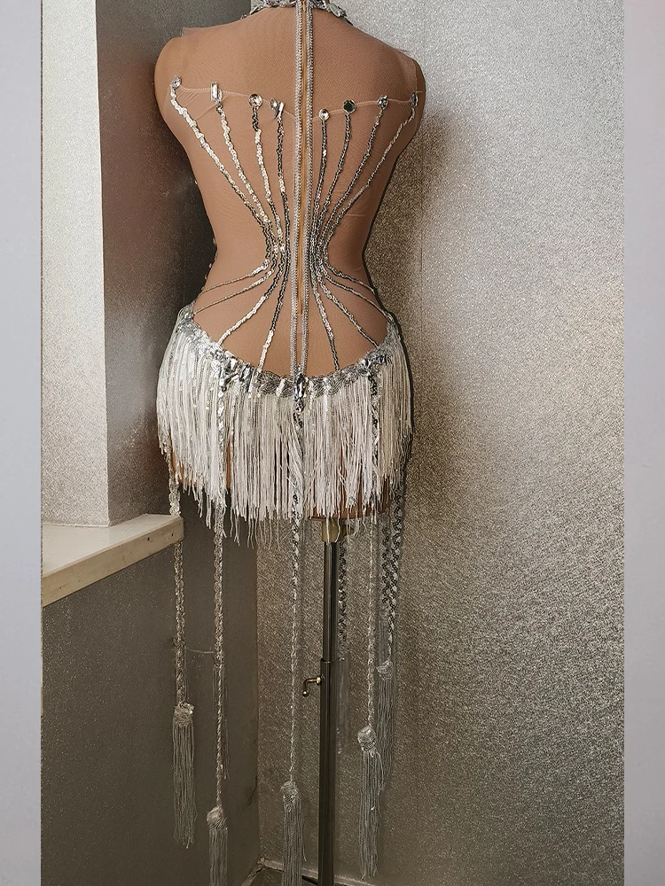 Высококачественный сексуальный эластичный комбинезон с кисточками горячим