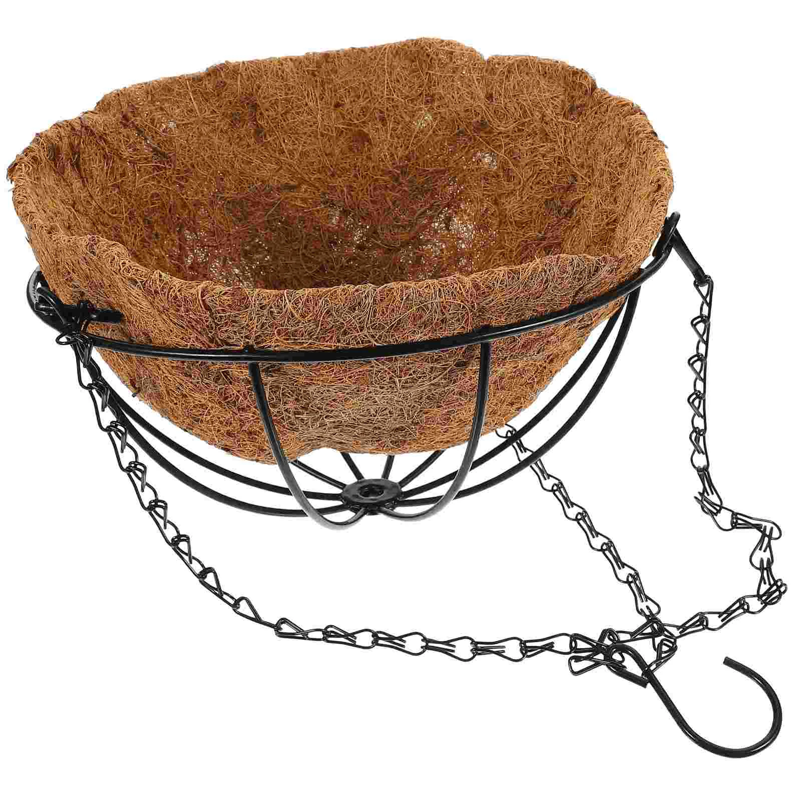 

Hanging Shelf Indoor Coconut Palm Basket Fresh Flower Container Wall Pot Type Flowerpot Fiber Iron Planter