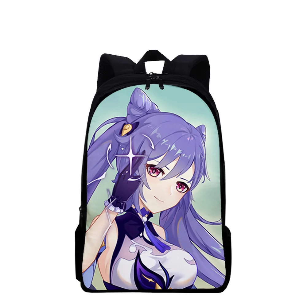 Фото Классические популярные рюкзаки для ноутбуков K-Pop Genshin Impact, школьные сумки с 3D-принтом, водонепроницаемые оксфордские рюкзаки для ноутбуков для мальчиков и девочек №1