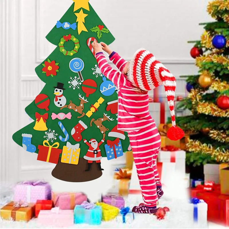 

Kids DIY Christmas Trees Felt Christmas Decoration for Home Navidad 2022 New Year Gifts Ornaments Santa Claus Xmas Tree