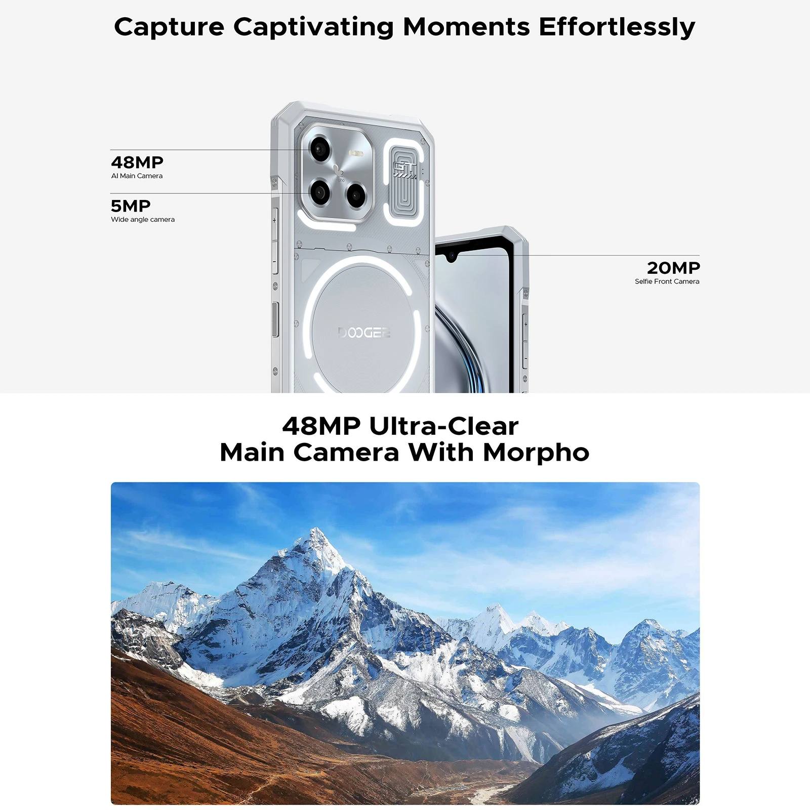 Прочный телефон DOOGEE Blade GT 6 72 дюйма FHD + 120 Гц светодиодный эффект 12 ГБ 256 5500 мАч