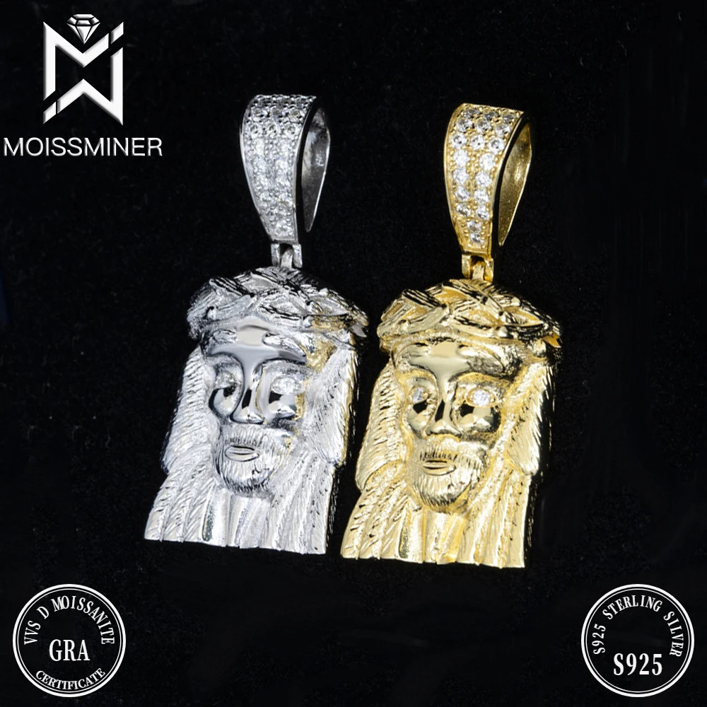 Moissanite New Jesus Pendant Necklace For Men S925 Silver Real Diamond Iced Out Necklaces Women Jewelry Pass Tester With GRA