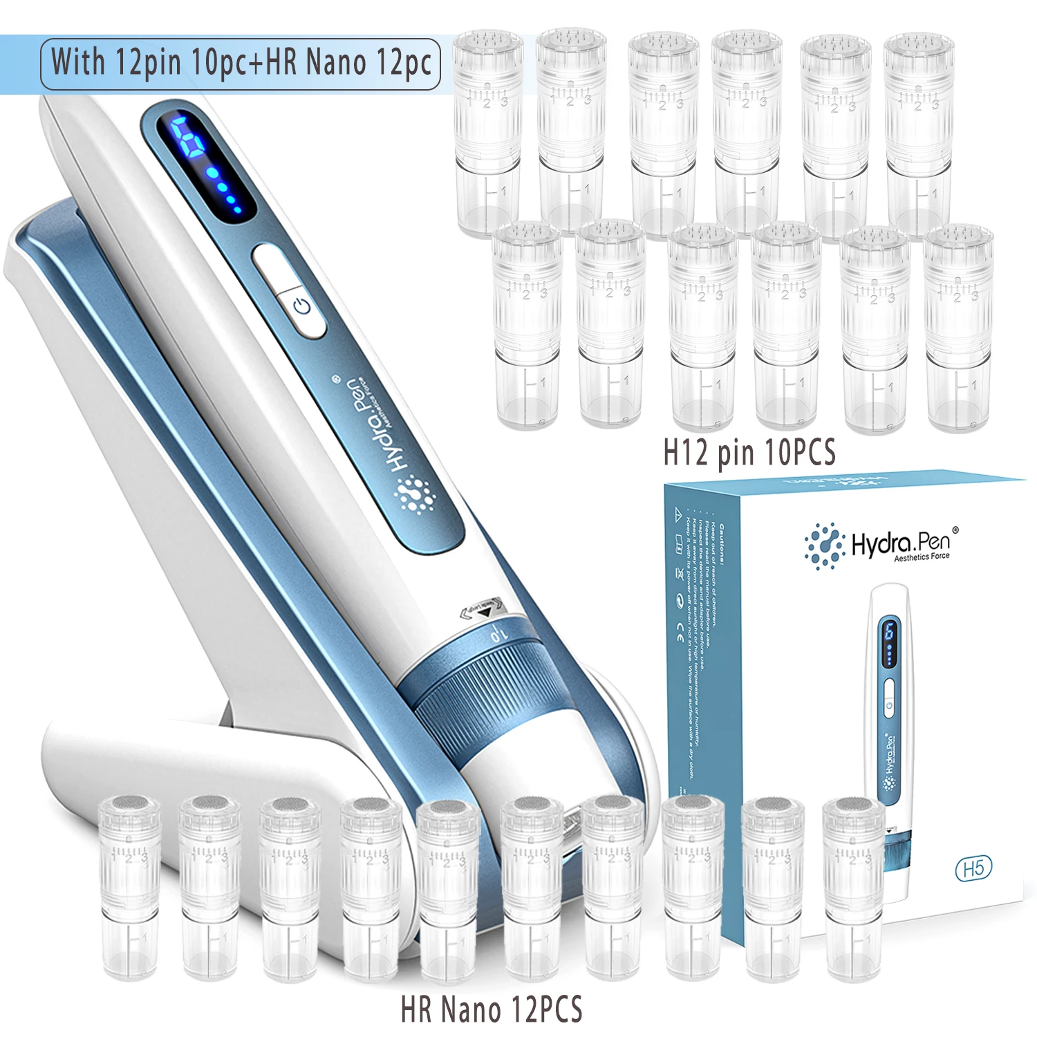 Фото Подарочный набор лучших устройств серии Hydra Pen H5: H5 с H12pin12PCS + HR Nano10PCS, аппарат для микронидлинга, длина игл 0,25 мм. №2