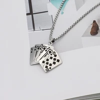personality dainty playing cards pendant hip hop vintage wholesale necklaces design prom accessories fashion long sweater chain