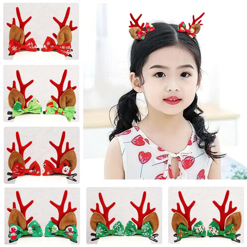 

2Pcs/Set Cute Christmas Antlers Baby Hairpins Kids Girls Hair Clips Hair Accessories Child Girl Toddler Hairpin Infant Headband