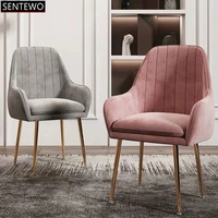 luxury dining armchairs chairs velvet relaxing waiting chair backrest pink makeup soft stool furniture fauteuil velours chaise