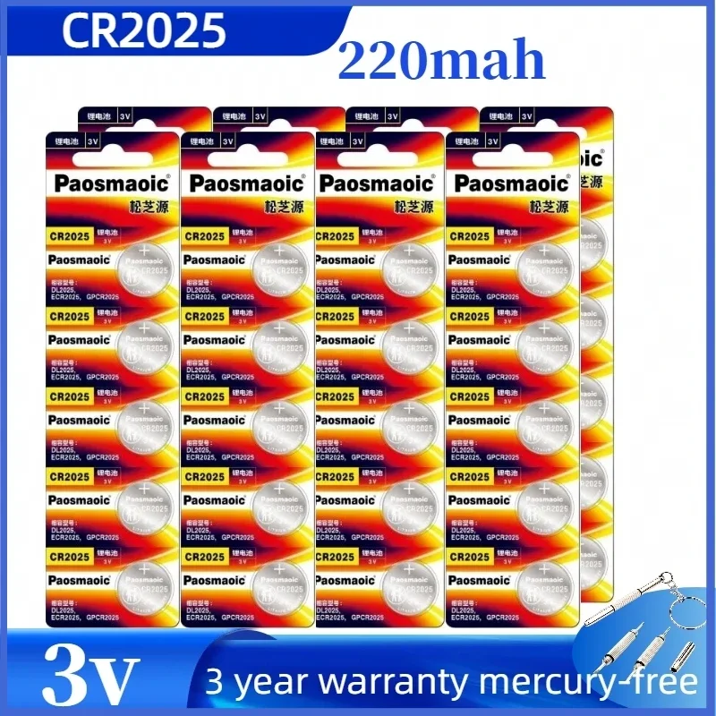 

Hot DL2025 5003LC 2025 Button Coin Cells 5-30PCS for Watch Remote Control Calculator screwdriver free CR2025 Lithium Battery 3V