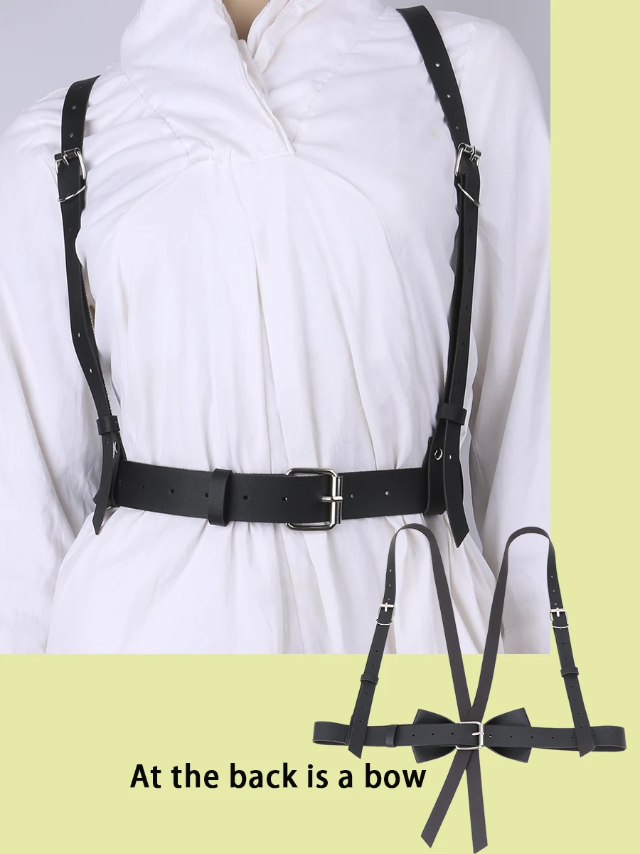 Ladies's Gothic Harness Bow Shoulder Belts Strap Adjustable Length Pin Buckle Sexy Women waist Decorative Corset vest Girdle