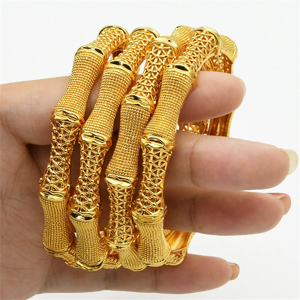 

Luxury Indian Dubai Gold Color Geometry Bangles For Women Girls Dubai Wedding Bridal Hollow Cuff Bracelet Jewellry For Women