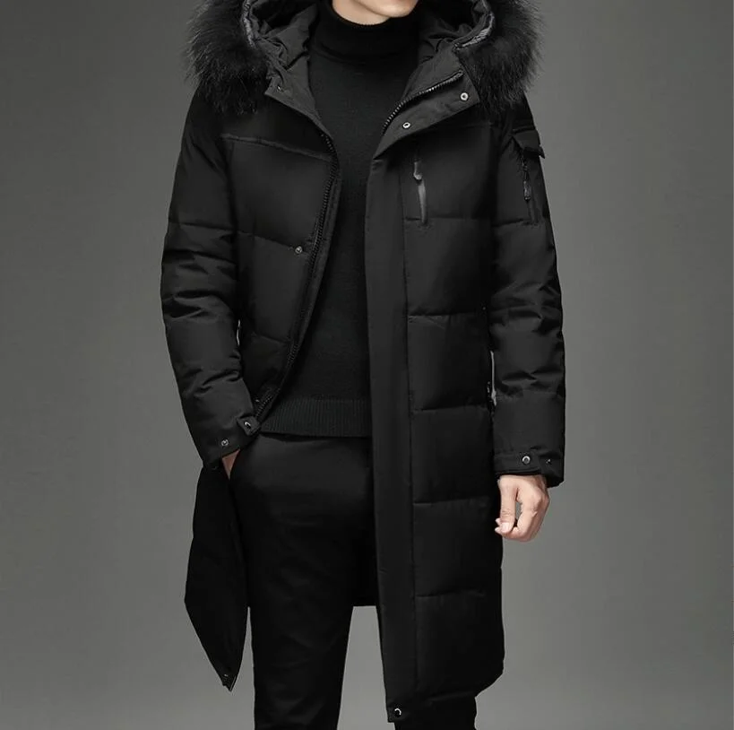 Men's Thickened Down Jacket -30 Winter Warm Down Coat 2023 New Men Fashion Long black Duck Hooded Down Parkas Plus Size 5XL
