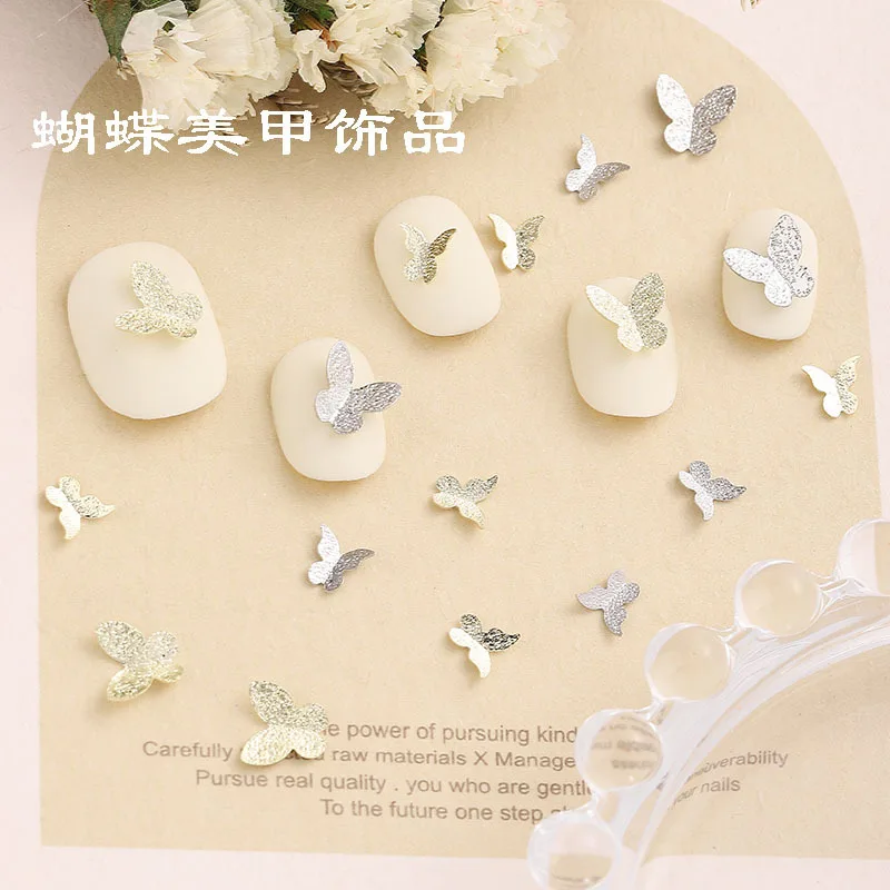 

10PCS Butterfly Nail Art Decorations Gold Silver 3D Alloy Butterfly Nail Rhinestone Charms Star Butterfly Jewelry Press On Nails