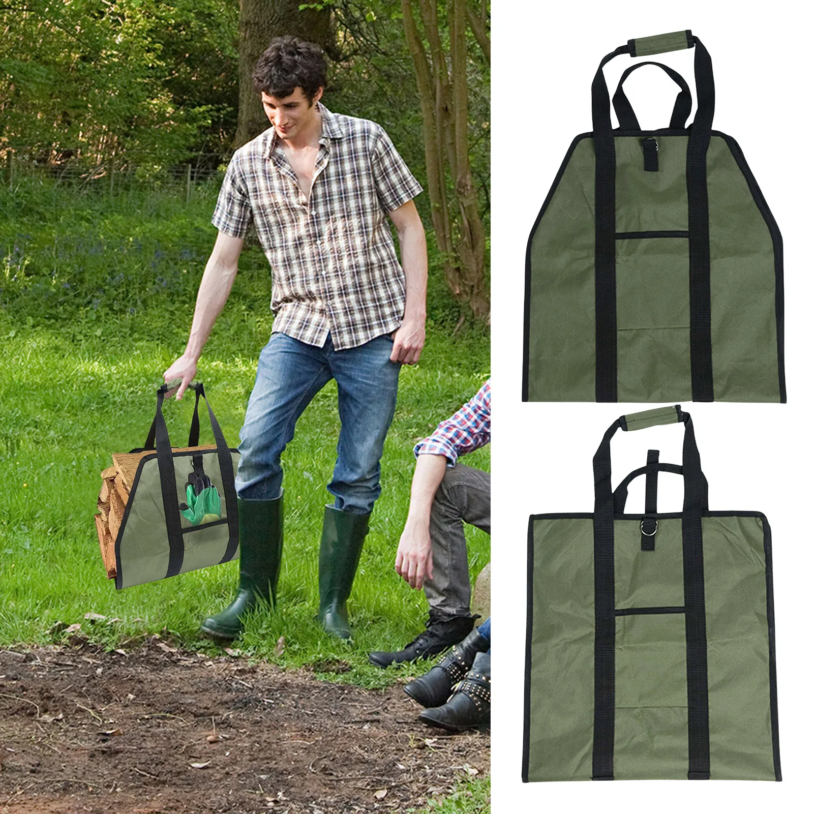 

Log Tote Bag Waterproof Wood Carrier Heavy Duty Log Tote Wood Carrying Bag With Handles Camping Trip Multifunctional Storage Bag