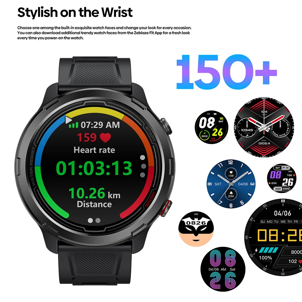 

Sports Watch For Zeblaze Stratos 2 Lite 1.32 Inch Smartwatch for Men Women Heart Rate Health Monitoring Built-in GPS Compass