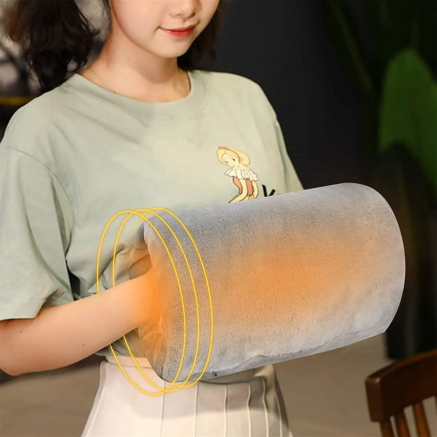 Hand warmer USB rechargeable electric heating warm baby cover hand sleeve plush warm pillow blanket artifact hot treasure