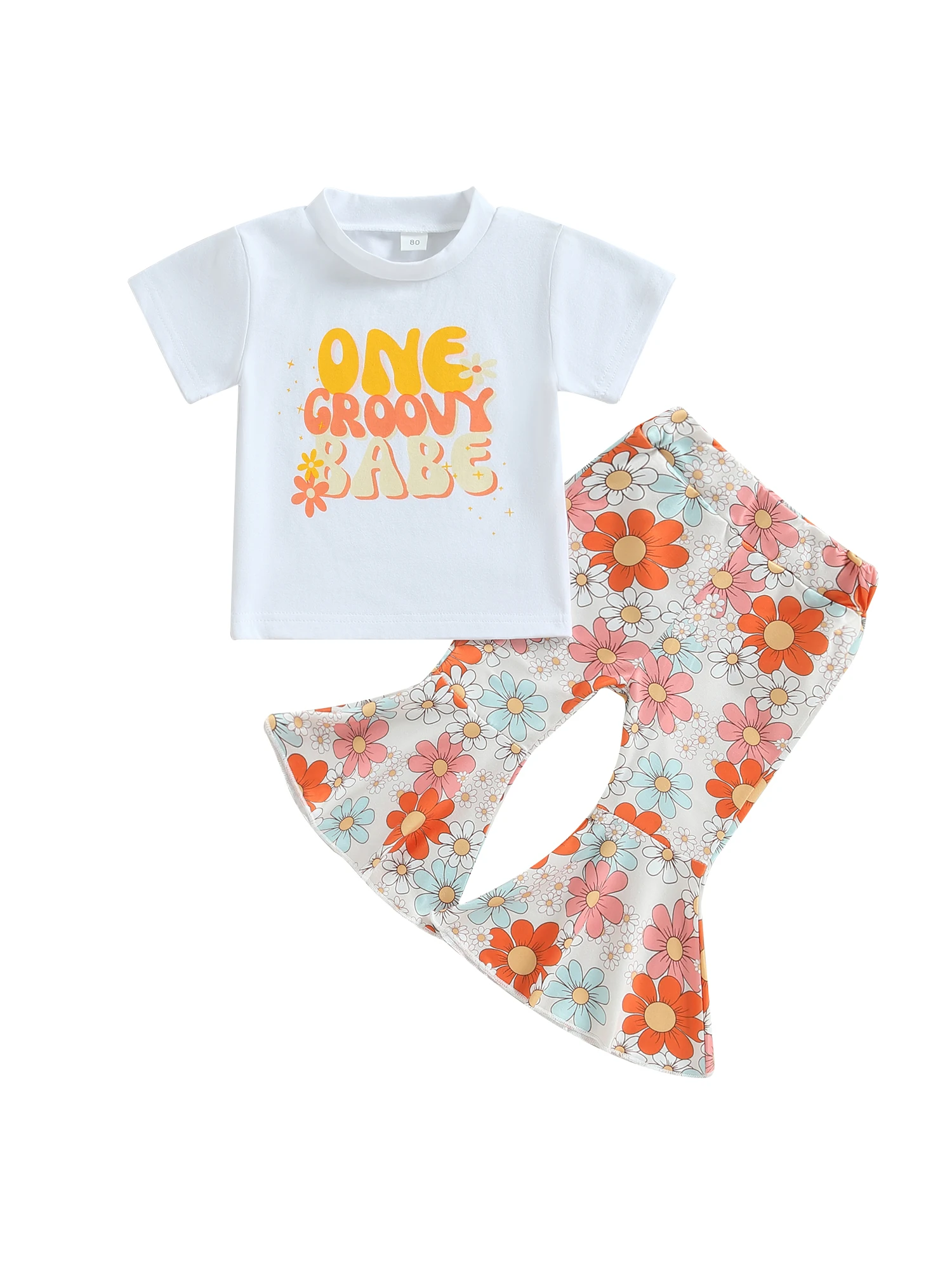 

Комплект из футболки и брюк для девочек, с цветочным принтом