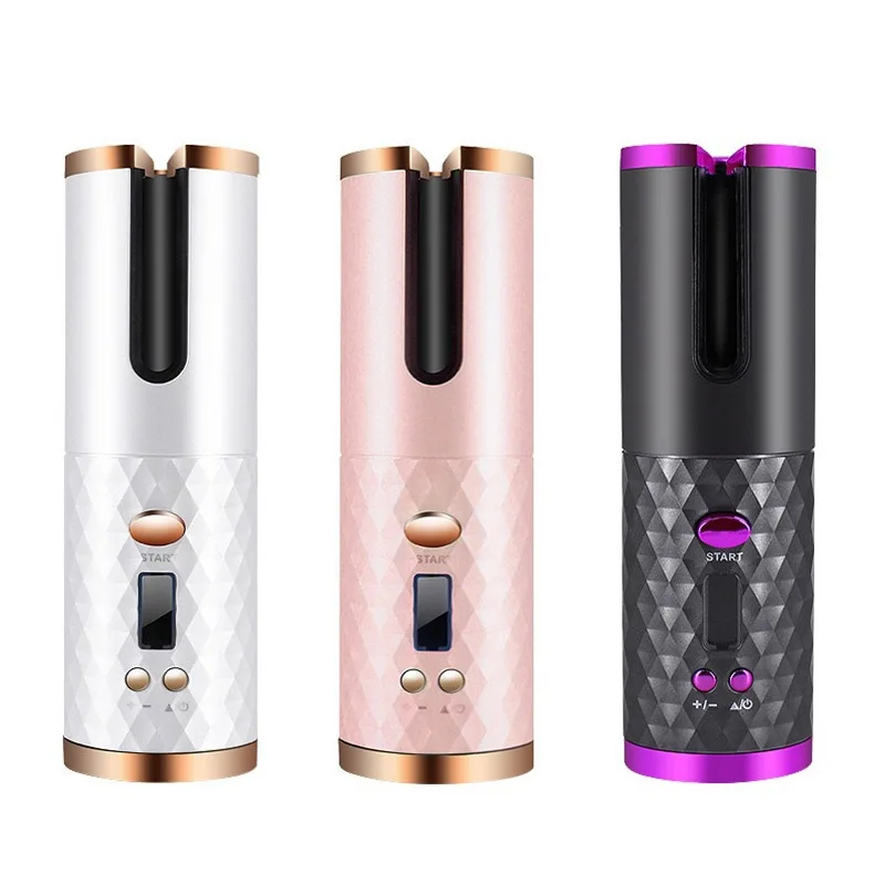 

Portable Curling Iron Rechargeable Automatic New USB Ceramic Wireless Professional Heating Stick LCD Display Spin Hair Tool