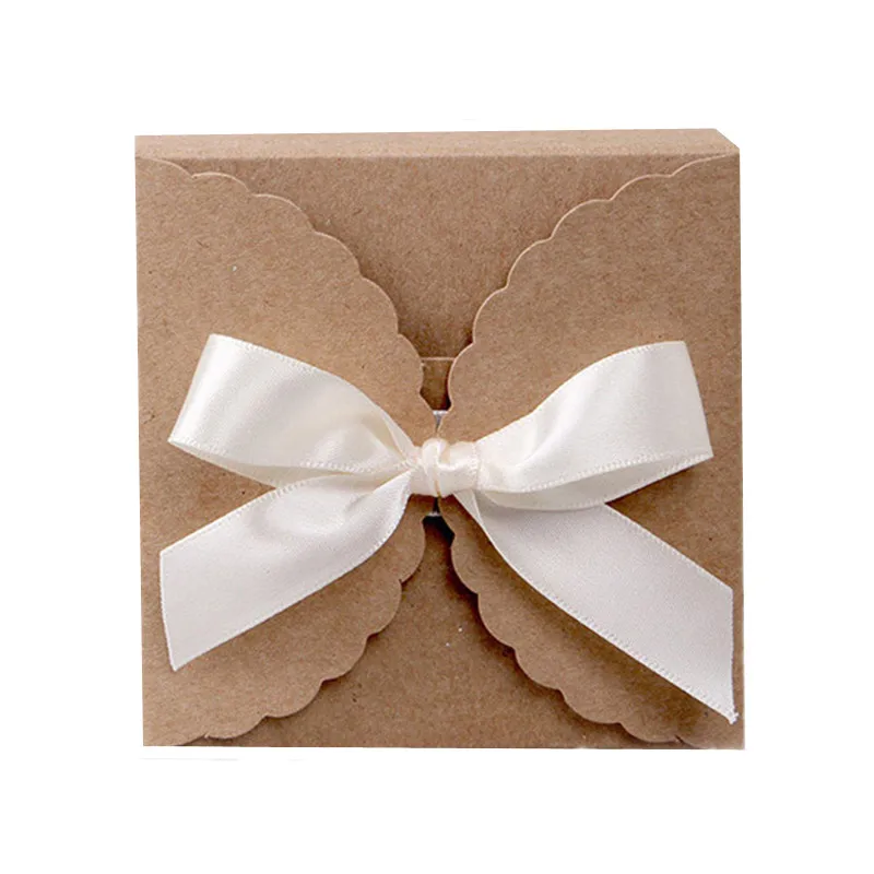

10/30/50pcs Kraft Paper Wedding Favors for Guests Small Candy Gift Boxes with Ribbons Handmad Packing Box Birthday Party Decor