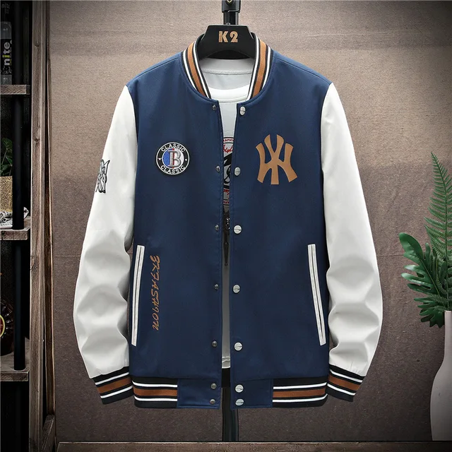 Mens Jacket Trend New Button Casual Letter Coats Round Neck Cardigan Baseball Uniform 2022 Spring And Autumn Tide Brand Clothes 3