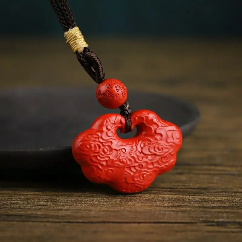 Киноварь Благоприятный Кулон С Облачным Замком Доброе Желание Высокое