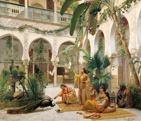 

The Court of the Harem - Albert Girard Art Silk Poster Wall Art Home Decorative Painting