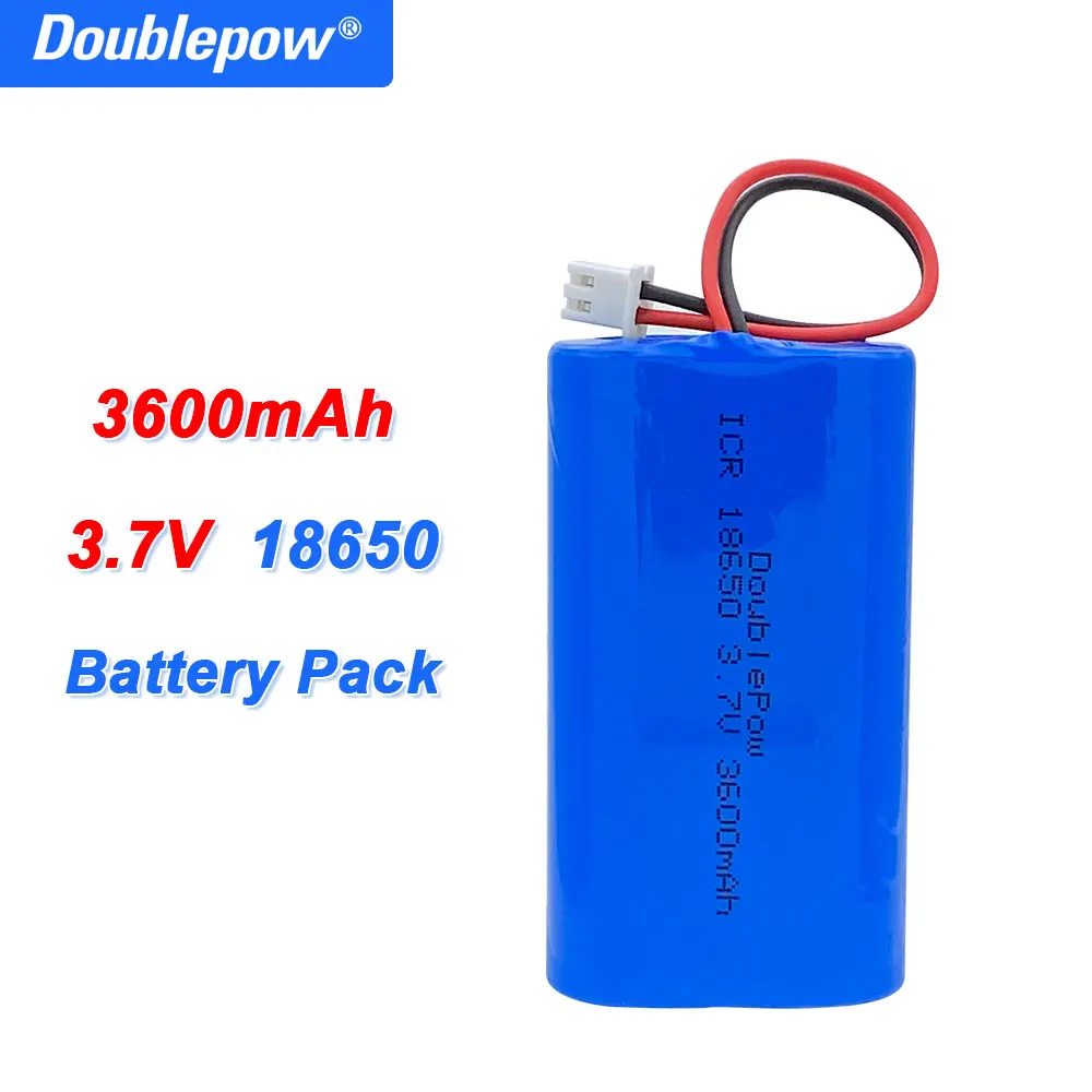 

3.7V Lithium Battery Packs 18650 3600mAh Rechargeable battery for Fishing LED Light Bluetooth Speaker + XH2.54-2P Plug