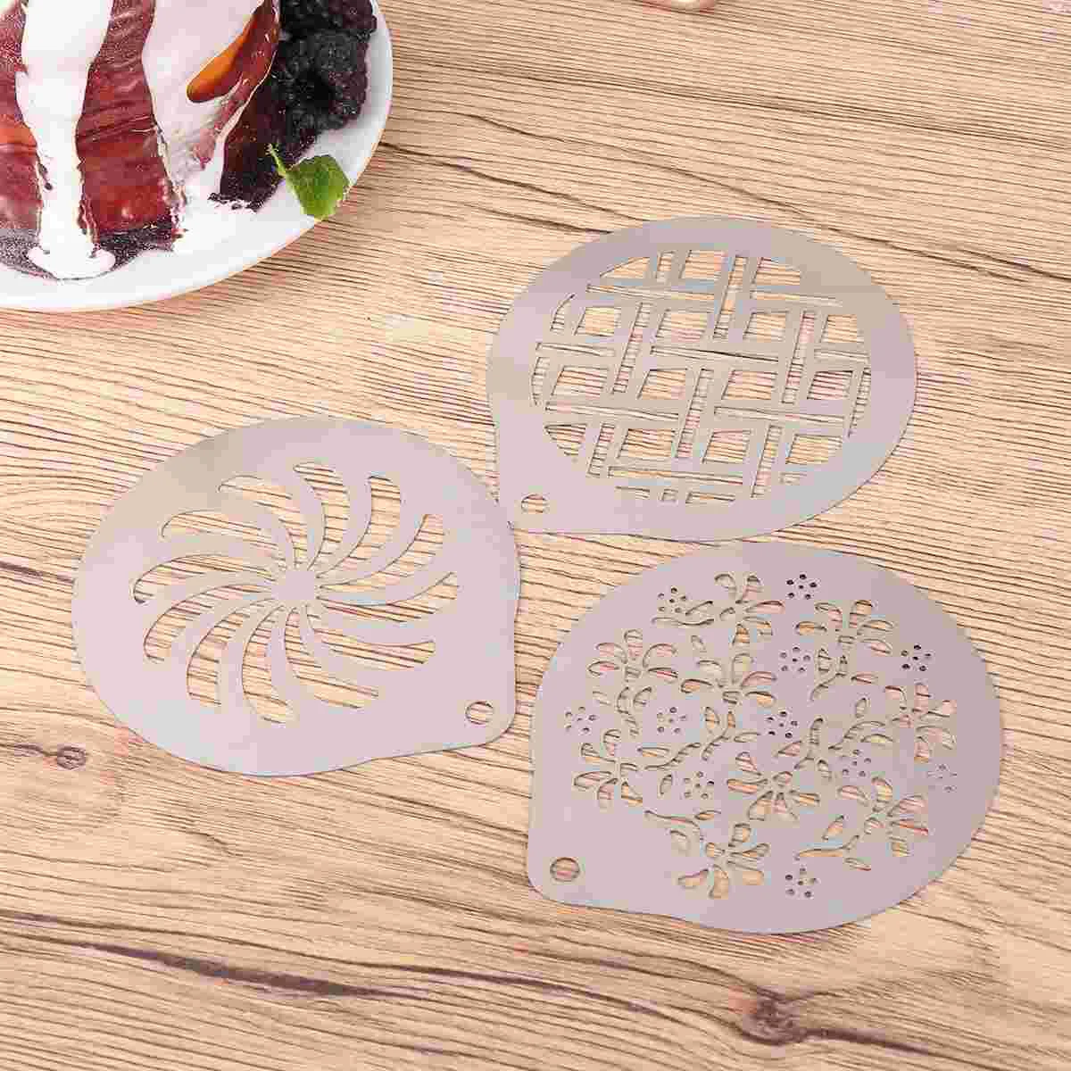 

1 Set of 6pcs Coffee Stencils Stainless Steel DIY Cappuccino Latte Art Template Printing Model (Assorted Style 1)