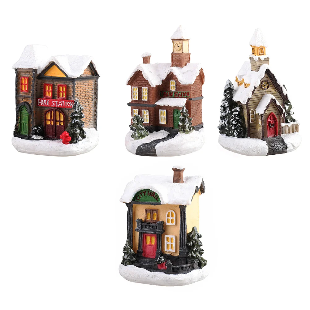 

Christmas House Village Houses Led Lightornaments Lighted Sceneornament Tree Glowing Winter Hanging Lit Snow Decoration Decor